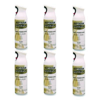 Universal Premium Spray Paint, Gloss White, 12 Oz Aerosol Can, 6/Carton