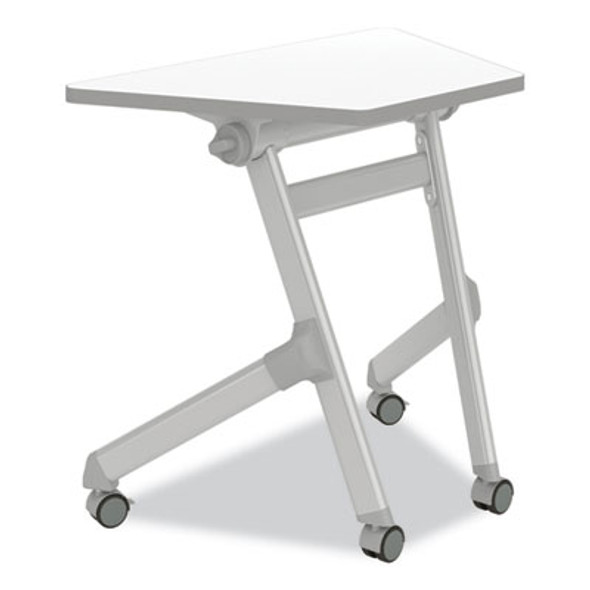 Learn Nesting Trapezoid Desk, 32.83" x 22.25" To 29.5", White/Silver