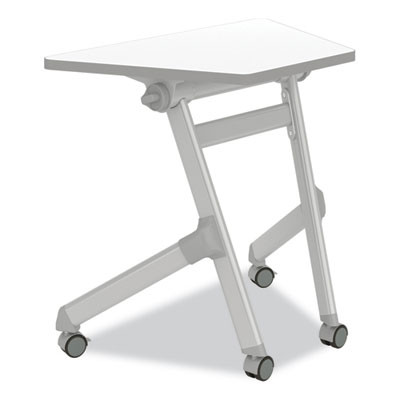 Learn Nesting Trapezoid Desk, 32.83" x 22.25" To 29.5", White/Silver