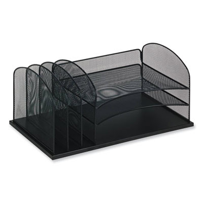 Onyx Desk Organizer With Three Horizontal And Three Upright Sections, Letter Size Files, 19.25 x11.5 x 8.25, Blue