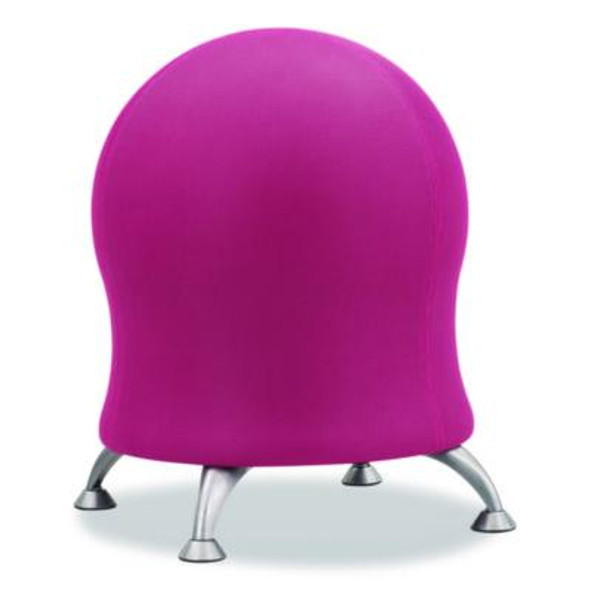 Zenergy Ball Chair, Backless, Supports Up To 250 Lb, Pink Fabric Seat, Silver Base