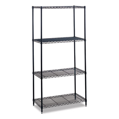 Industrial Wire Shelving, Four-Shelf, 36w x 18d x 72h, Metallic Gray