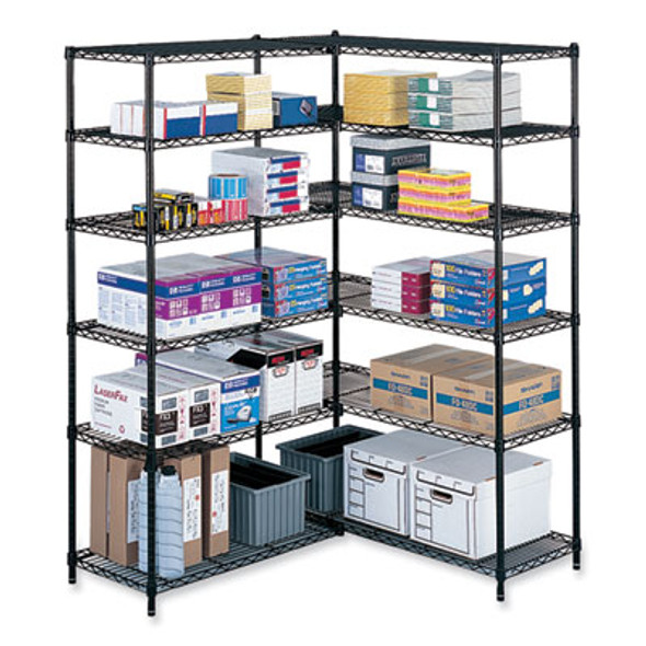 Industrial Extra Shelf Pack, 36w x 24d x 1.5h, Steel, Black, 2/Pack