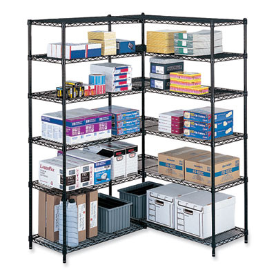 Industrial Extra Shelf Pack, 36w x 24d x 1.5h, Steel, Black, 2/Pack