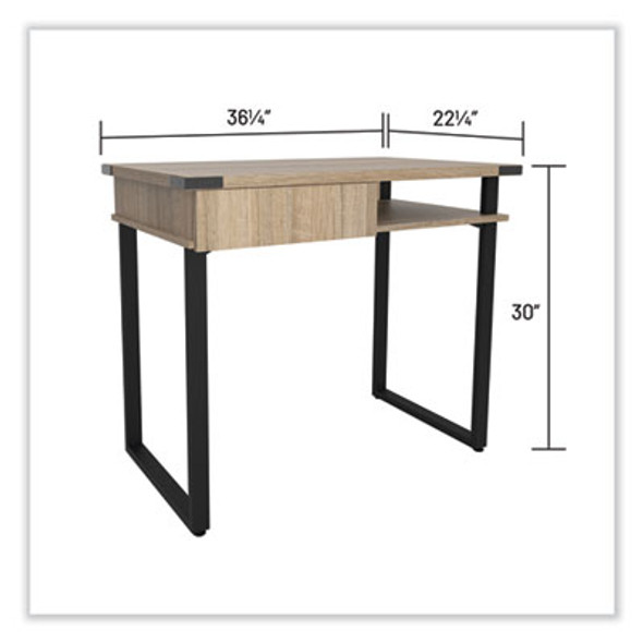 Mirella Soho Desk With Drawer, 36.25" x 22.25" x 30", Black