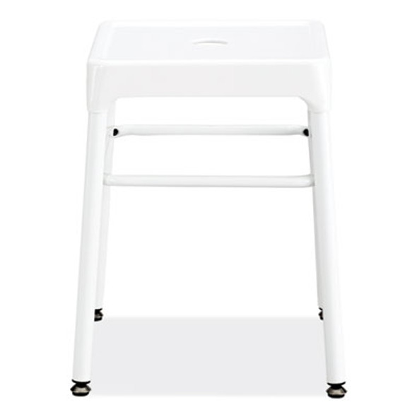 Steel Guestbistro Stool, Backless, Supports Up To 250 Lb, 18" Seat Height, White Seat, White Base
