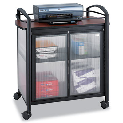 Impromptu Refreshment Cart/Machine Stand, Engineered Wood, 3 Shelf, 34 x 21.25 x 36.5, Cherry/Black