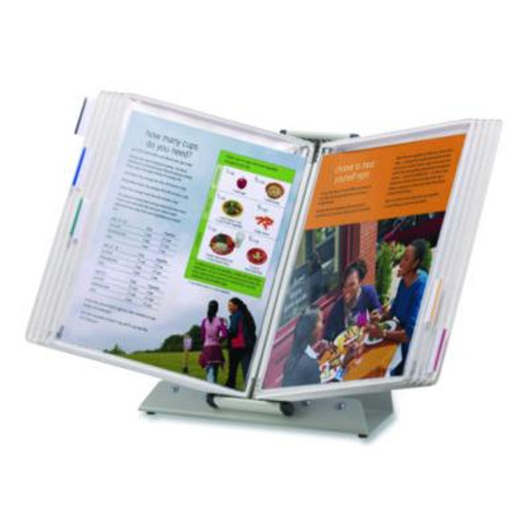 Antimicrobial Desktop Reference And Display System, 10 Panels With White Borders, White Base