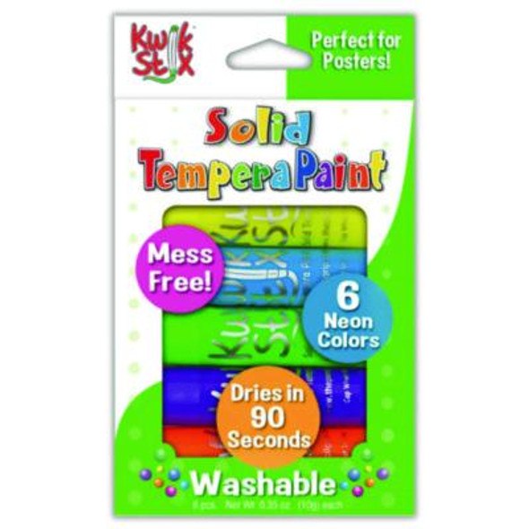 Kwik Stix Tempera Paint Set, 6 Assorted Neon Colors, 6/Set, 24 Sets/Carton