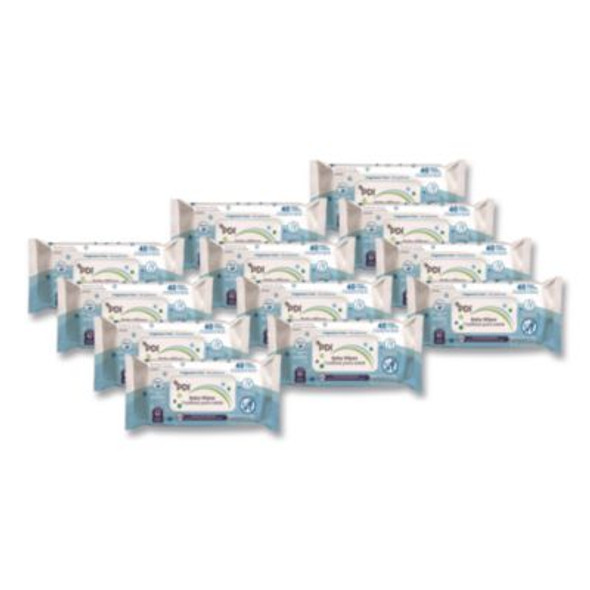 Baby Wipes, 1-Ply, 6.7 x 8, Fragrance-Free, White, 40/Pack, 12 Packs/Carton