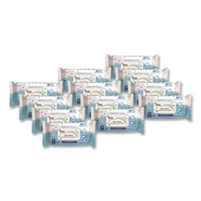 Baby Wipes, 1-Ply, 6.7 x 8, Fragrance-Free, White, 40/Pack, 12 Packs/Carton