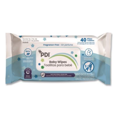 Baby Wipes, 1-Ply, 6.7 x 8, Fragrance-Free, White, 40/Pack, 12 Packs/Carton