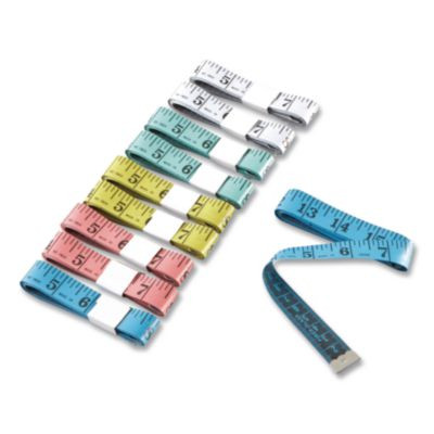 Standard/Metric Tape Measure, 60" Long, Assorted Colors, Plastic, 10 Tape Measures
