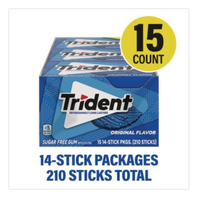 Sugar-Free Gum, Original Mint, 14 Sticks/Pack, 15 Packs/Carton