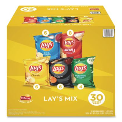 Potato Chip Variety Mix, Assorted Flavors, 1.5 Oz Bag, 30 Bags/Carton