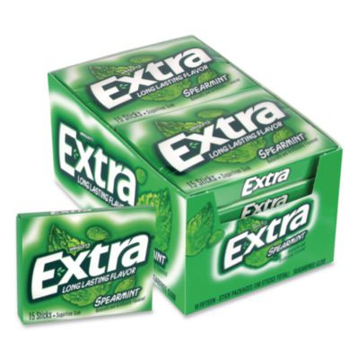 Extra Spearmint Sugar-Free Gum, Spearmint, 15 Sticks/Pack, 10 Packs/Carton