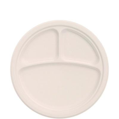 Compostable Molded Fiber Dinnerware, Proplanet Seal, 3-Compartment Plate, 10.2" Dia, Natural, 500/Carton