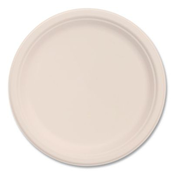 Compostable Molded Fiber Dinnerware, Proplanet Seal, Plate, 9" Dia, Natural, 500/Carton