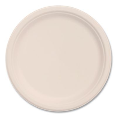 Compostable Molded Fiber Dinnerware, Proplanet Seal, Plate, 9" Dia, Natural, 500/Carton