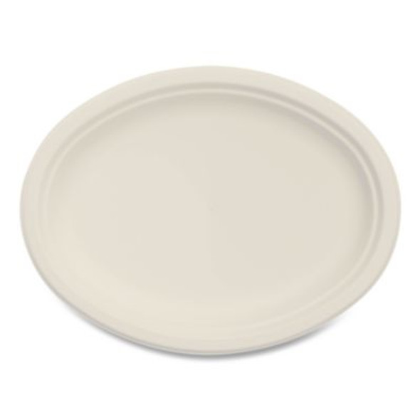 Compostable Molded Fiber Dinnerware, Proplanet Seal, Platter, 10" Diameter, Natural, 500/Carton