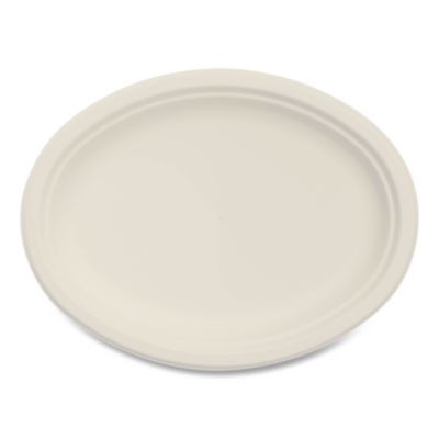 Compostable Molded Fiber Dinnerware, Proplanet Seal, Platter, 10" Diameter, Natural, 500/Carton