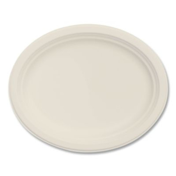 Compostable Molded Fiber Dinnerware, Proplanet Seal, Platter, 12" Diameter, Natural, 500/Carton