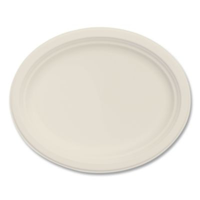 Compostable Molded Fiber Dinnerware, Proplanet Seal, Platter, 12" Diameter, Natural, 500/Carton