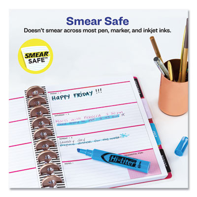 Hi-Liter Desk-Style Highlighters, Light Blue Ink, Chisel Tip, Light Blue/Black Barrel, Dozen