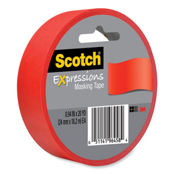 Expressions Masking Tape, 3" Core, 0.94" X 20 Yds, Primary Red