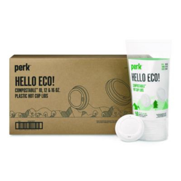 Compostable Plastic Hot Cup Lids, Fits 10 Oz To 16 Oz Hot Cups, Plastic, White, 500/Carton
