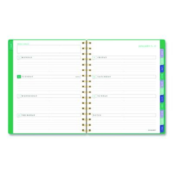 Badge Geo Weekly/Monthly Planner, 8.75 x 7, Green Cover, 13-Month: Jan 2026 To Jan 2027