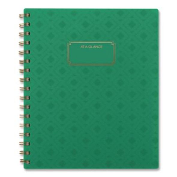Badge Geo Weekly/Monthly Planner, 8.75 x 7, Green Cover, 13-Month: Jan 2026 To Jan 2027