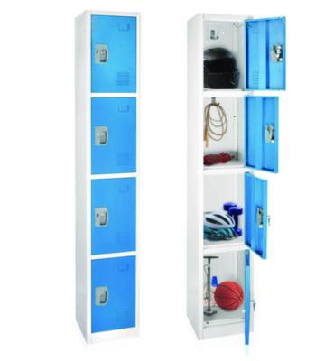 Steel Storage Locker, 4 Compartment, 12 x 12 x 72, Blue