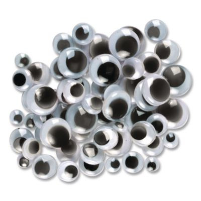 Wiggle Eyes Assortment, 0.27", 0.39", 0.47", 0.59", Black, 100/Pack