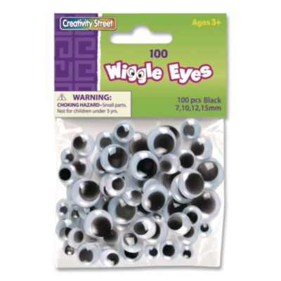 Wiggle Eyes Assortment, 0.27", 0.39", 0.47", 0.59", Black, 100/Pack
