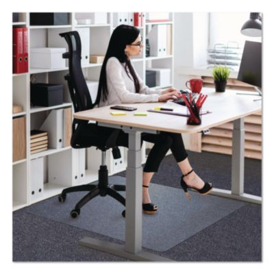 Unomat Anti-Slip Polycarbonate Chair Mat For Hard Floors And Carpet Tiles, Rectangular, Straight Edges, 60" x 48", Clear