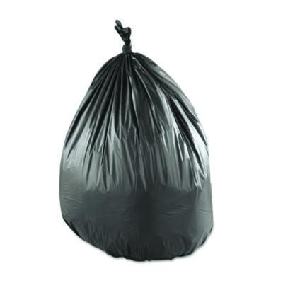 Low-Density Commercial Can Liners, 60 Gal, 1.15 Mil, 38" x 58", Black, Interleaved Roll, 25 Bags/Roll, 4 Rolls/Carton