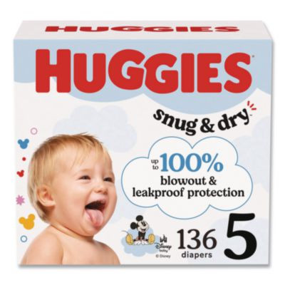 Snug And Dry Diapers, Size 5, 27 Plus Lbs, 136/Carton