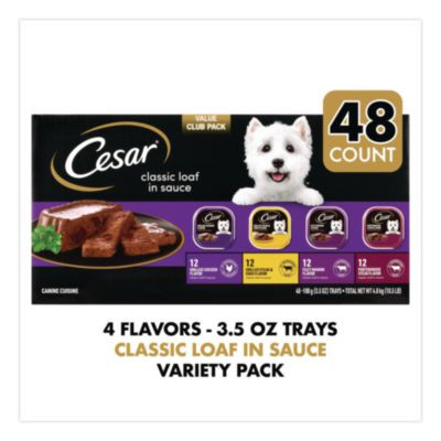 Classic Wet Dog Food Variety, Assorted Flavors, 3.5 Oz Tray, 48/Carton