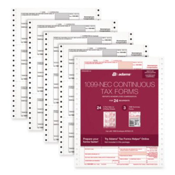 2022 1099-Nec Tax Form, 8.5" x 3.67", 3 Forms/Sheet, 24 Forms Total