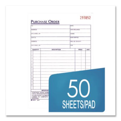 Multipart Purchase Order Pad, Three-Part Carbonless, 8.44 x 5.56, 50 Sets/Pad,10 Pads/Pack