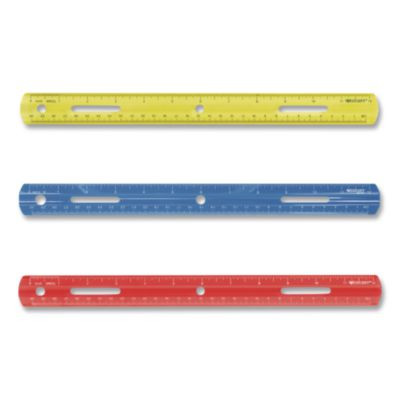 Plastic Ruler, Standard/Metric, 12" Long, Randomly Assorted Colors