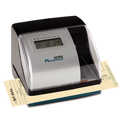 Es700 Atomic Electronic Time Recorder And Document Stamp, Digital Display, Black/Silver