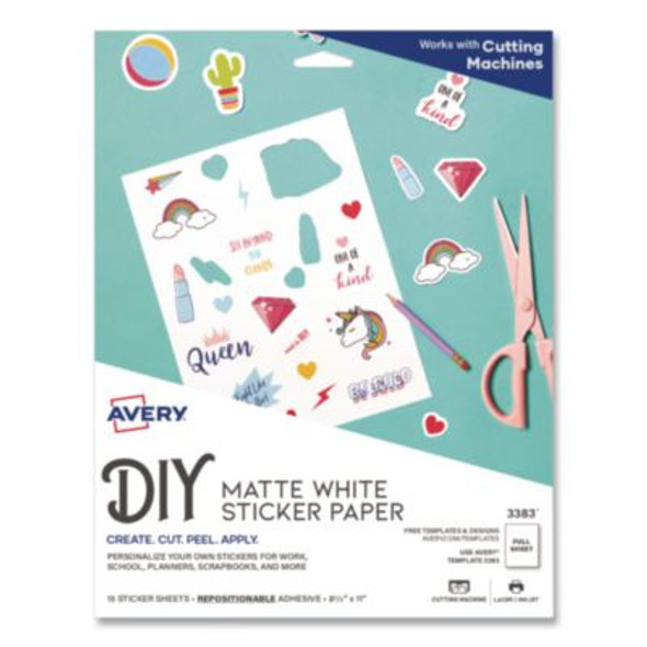Multipurpose Sticker Project Paper, Inkjet, 8.5 x 11, 15 Sheets/Pack