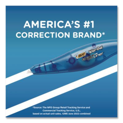 Wite-Out Brand Exact Liner Correction Tape, Non-Refillable, 0.2" x 19.8 Ft, White Tape, Translucent Orange Dispenser, 10/Box