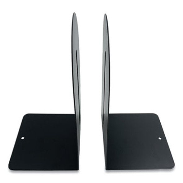 Steel Bookends, Fashion Style, Nonskid Base, 4.75 x 5.5 x 9, Black, Pair
