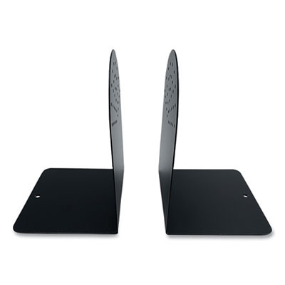 Steel Bookends, Contemporary Style, Nonskid Base, 4.75 x 5.5 x 7.25, Black, Pair
