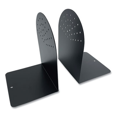 Steel Bookends, Contemporary Style, Nonskid Base, 4.75 x 5.5 x 7.25, Black, Pair