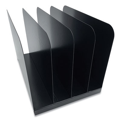 Steel Vertical File Organizer, 4 Sections, Letter Size Files, 11 X 11 X 7.75, Black