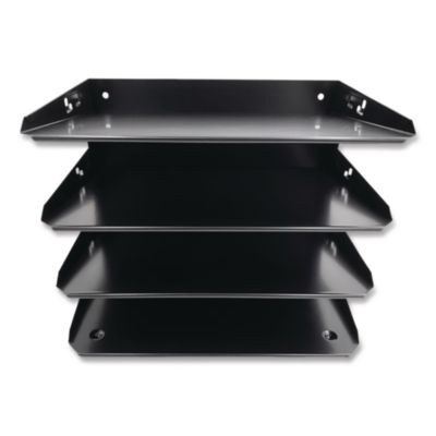 Steel Horizontal File Organizer, 4 Sections, Letter Size Files, 12 X 8.66 X 9, Black